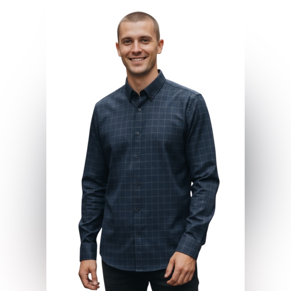 Tasso Elba Men's Navy Checkered Shirt XXL